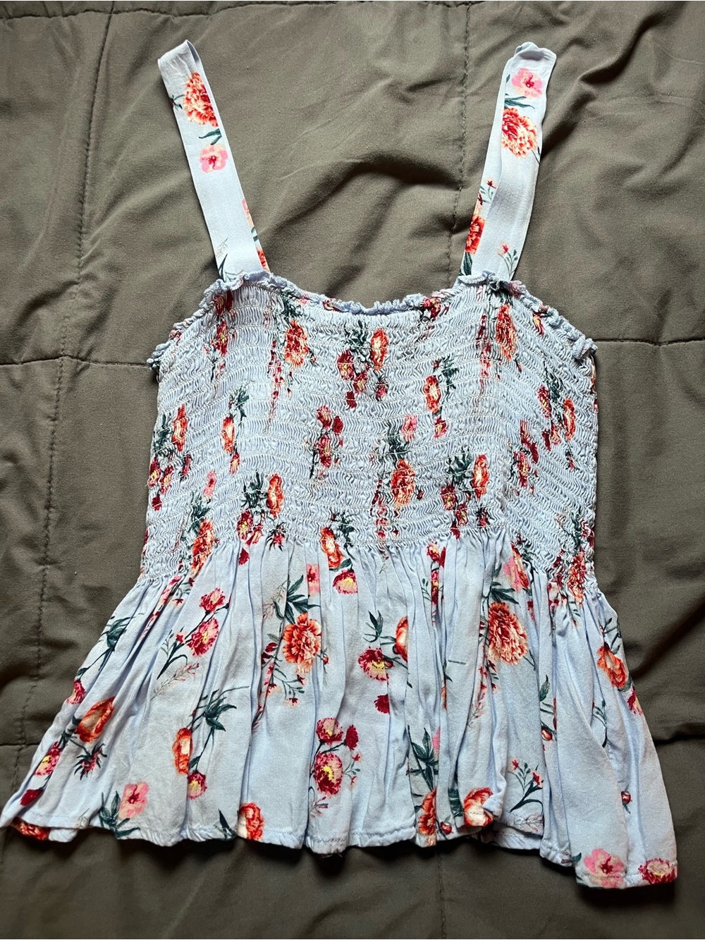 Floral Smocked Cropped Flowy Tank Top